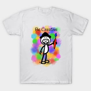 GG Artist Stick Figure “Be Creative” on light blue background T-Shirt